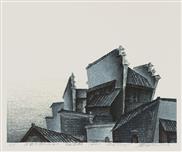西递村系列之古建筑群-水印版画