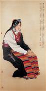 《藏族姑娘》2002年绢本
