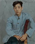 靳尚谊作品欣赏：佟景韩像（临梅尔尼科夫）--1957--75cm×60cm--布面油画
