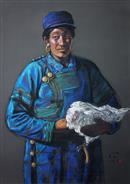 《卖鸡的彝族妇女》