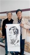 为《中国书画家杂志社》社长史家治画水墨肖像