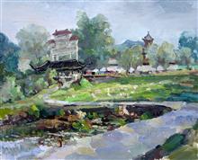 李坑莲花池 布面油画 2015年