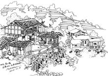 《三明市·莘口镇·龙泉村·龙安自然村》 曾少林速写作品 2015年10月