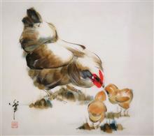 《母子图》36x38cm 水墨动物 国画