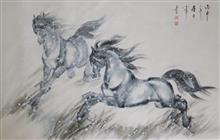 《雪原——马》 64x99cm 水墨动物 国画 2016年