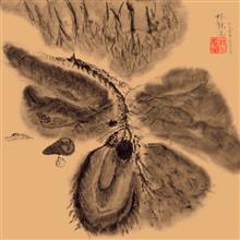 《招蜂引蝶》35x35cm 写意山水 2017年
