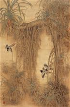 《红林寿带之舞》  纸本设色 2006年