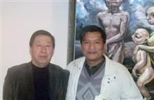 中国美协主席刘大为在黄文佑油画作品《蒙昧时期…阴》前合影