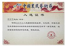 中国农民艺术节艺术展入选证书
