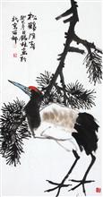 《松鹤同春》68x138cm 写意花鸟 2013年