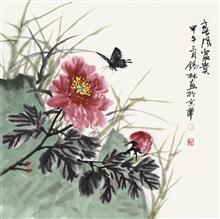 《春风富贵》68x68cm 写意花鸟 2014年