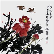 《洛阳春风》68x68cm 写意花鸟 2017年