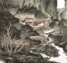 《雨后飞泉下碧湾·局部三》写意山水 纸本水墨 2013年