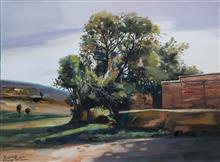 大西北风景油画系列《院后大树》81x60cm 布面油画 2017年