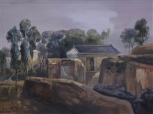 大西北风景油画系列《小院紫气》81x60cm 布面油画 2017年