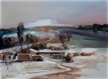 大西北风景油画系列《小村初雪》81x60cm 布面油画 2017年