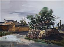 大西北风景油画系列《乡村草棚子》81x60cm 布面油画 2017年