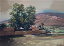 大西北风景油画系列《两棵树》81x60cm 布面油画 2017年