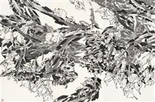 《生机》局部二 248x124cm x6 通屏六轴 写意花鸟 纸本水墨 2010年