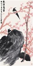 《春消息图》68x136cm 写意花鸟 纸本水墨 2017年