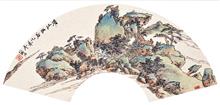 《清江幽谷》69x34.5cm 扇面小品 写意山水 纸本水墨 2015年