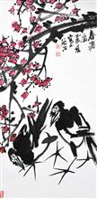《春消息》34x68cm 写意花鸟 纸本水墨 2015年