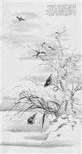 《风清月淡箫声远》180x96cm 小写意花鸟 纸本水墨 2017年
