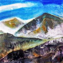 14《雄倚山屏》68x68cm 设色纸本 水墨重彩 抽象山水 2014年