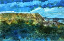 02《平顶山风情》45x68.5cm 设色纸本 水墨重彩 抽象山水 2014年