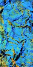 32《山岭叠障》67x135cm 设色纸本 水墨重彩 抽象山水 2015年