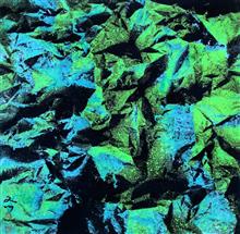 44《绿岭》67x67cm 设色纸本 水墨重彩 抽象山水 2015年