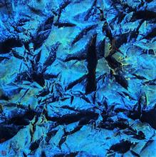 46《蓝宝谷》67x67cm 设色纸本 水墨重彩 抽象山水 2015年