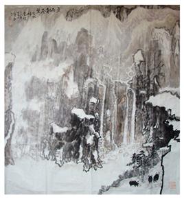王琪荃 | 《急雨射苍壁》| 85 x 96cm