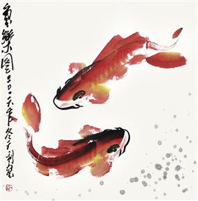  李广利 |《鱼乐图》| 68 × 68cm | 2016年