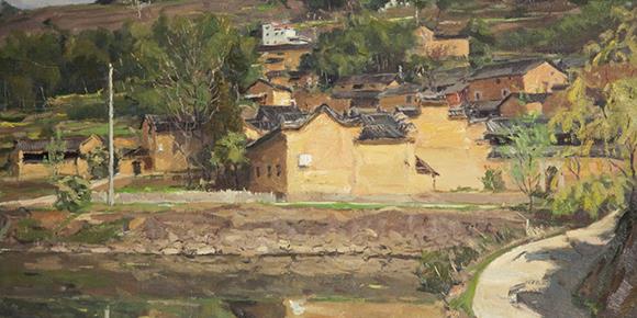 孙文刚 | 《池塘边的村舍》 | 60 x 80cm | 布面油画 | 2015年