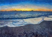 《海边落日》50x70cm 风景题材 布面油画