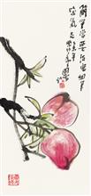 《桃子》68×34cm 写意蔬果 纸本水墨 2015年