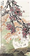 《春无涯》180×96cm 写意花鸟 纸本水墨 2012年