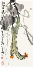 《细雨无声》68×34cm 写意蔬果 纸本水墨 2012年