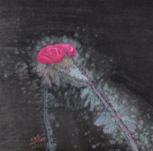 《玫瑰》100x100cm 意象玫瑰 纸本水墨 2017年