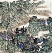 《藏乡三月沐春风》68x68cm 写意山水 纸本水墨 2009年
