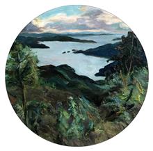 《暮色下的千岛湖》直径50cm 布面油画 2017年