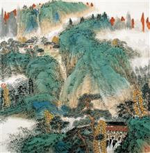 《林泉高致》68x68cm 青绿山水 纸本设色 2008年
