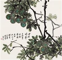《中秋时节》89x93cm 写意花鸟 纸本设色 2012年