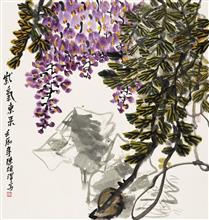 《紫气东来》90x95cm 写意花鸟 纸本设色 2012年