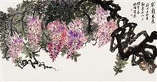 《紫气东来》96x180cm 写意花鸟 纸本设色 2012年