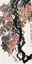 《紫云》70x138cm 写意花鸟 纸本设色 2012年