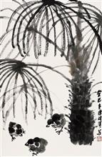 《鸡雏》46x69cm 写意花鸟 纸本水墨 2013年