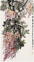 《紫气东来》53x100cm 写意花鸟 纸本设色 2014年
