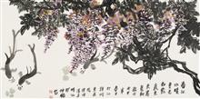 《春江水暖鸭先知》69x138 写意花鸟 纸本设色 2016年